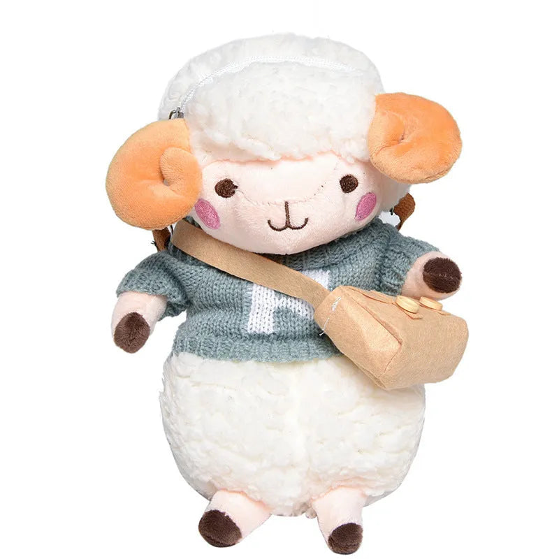 Little Sheep plush crossbody bag in square vertical shape with lamb pattern