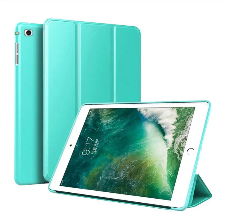 iPad protective clamshell case with built-in silicone stand in multiple colour options