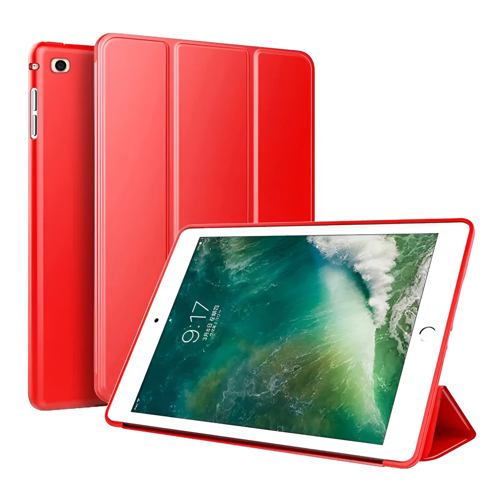 iPad protective clamshell case with built-in silicone stand in multiple colour options