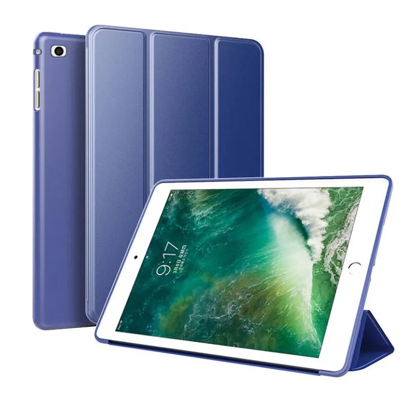 iPad protective clamshell case with built-in silicone stand in multiple colour options