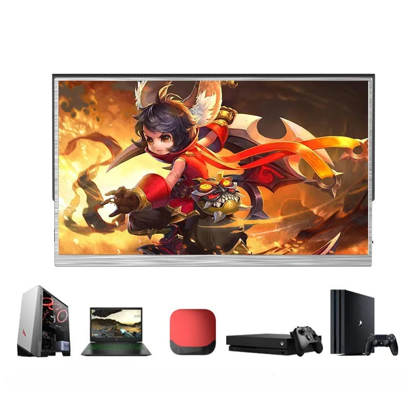 Zeuslap 15 inch ultra-thin portable display monitor with cables on a desk
