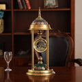 Nordic rectangular pendulum clock ornament with metal construction and dual pointer plus LCD display