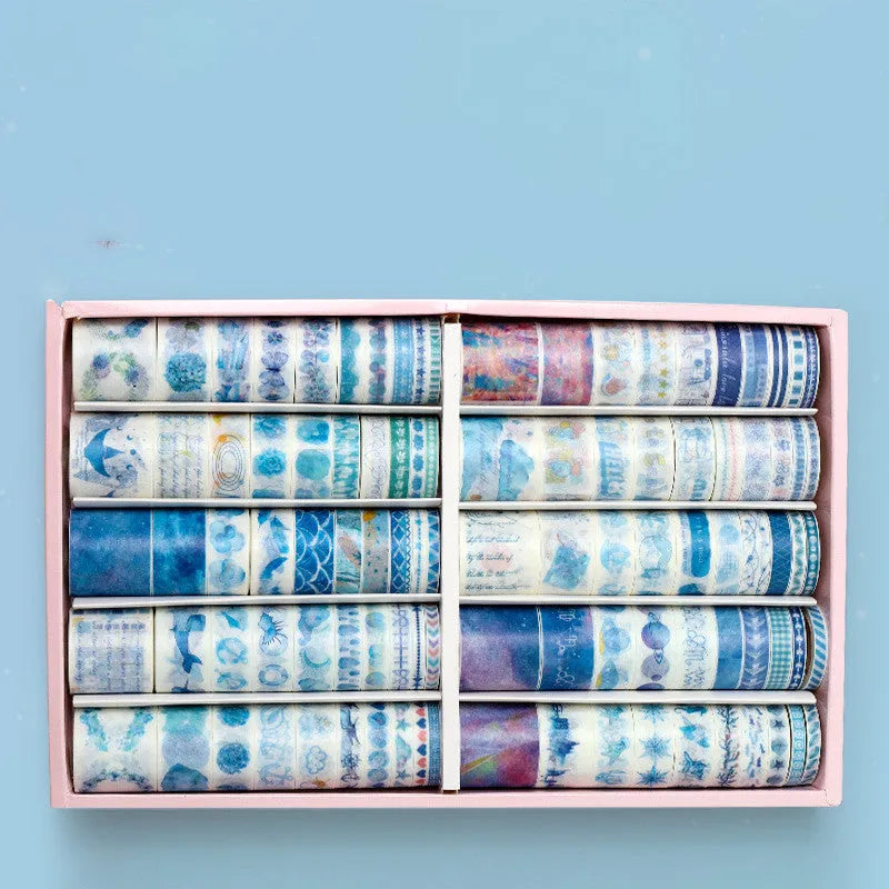 100 rolls antique paper tape set for hand accounting in six widths with cute colourful patterns