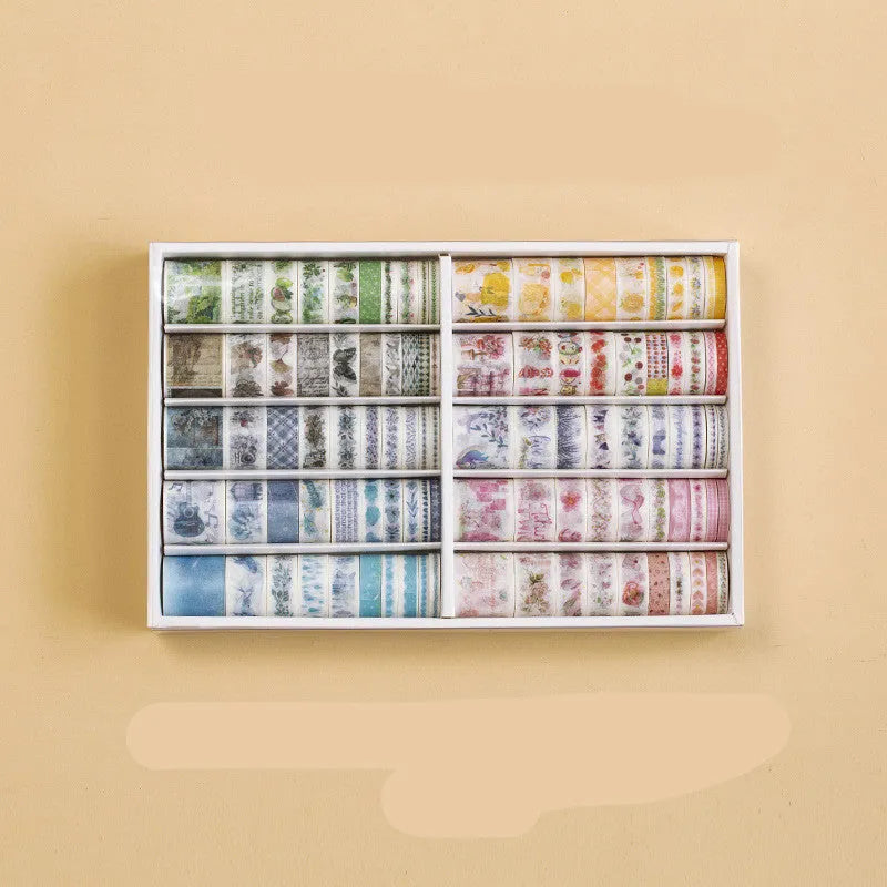 100 rolls antique paper tape set for hand accounting in six widths with cute colourful patterns