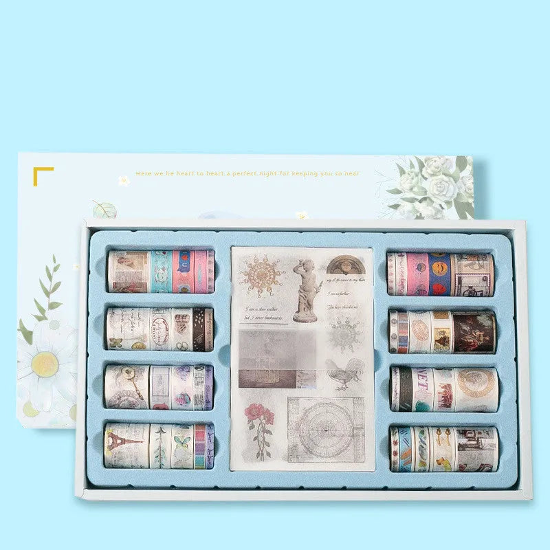 100 rolls antique paper tape set for hand accounting in six widths with cute colourful patterns