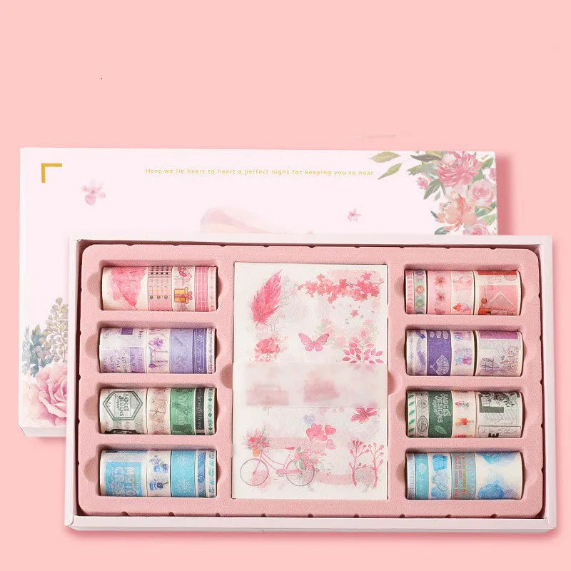100 rolls antique paper tape set for hand accounting in six widths with cute colourful patterns