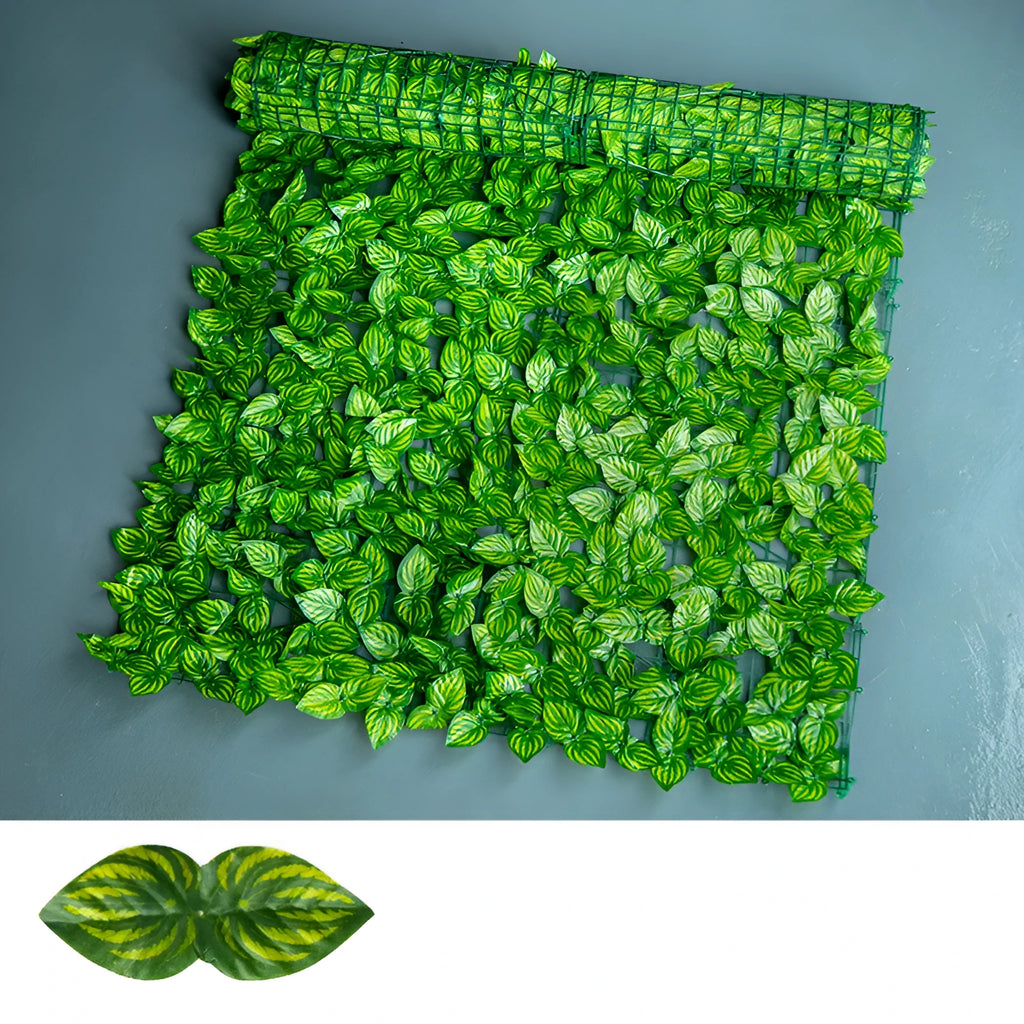 Artificial green radish leaf fence panel with printed watermelon leaf design for balcony privacy screening
