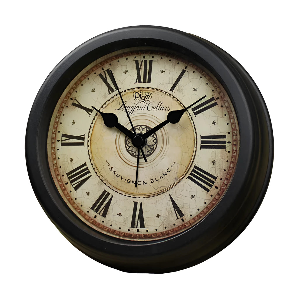 European style retro desk clock with 6-inch round dial on a desk