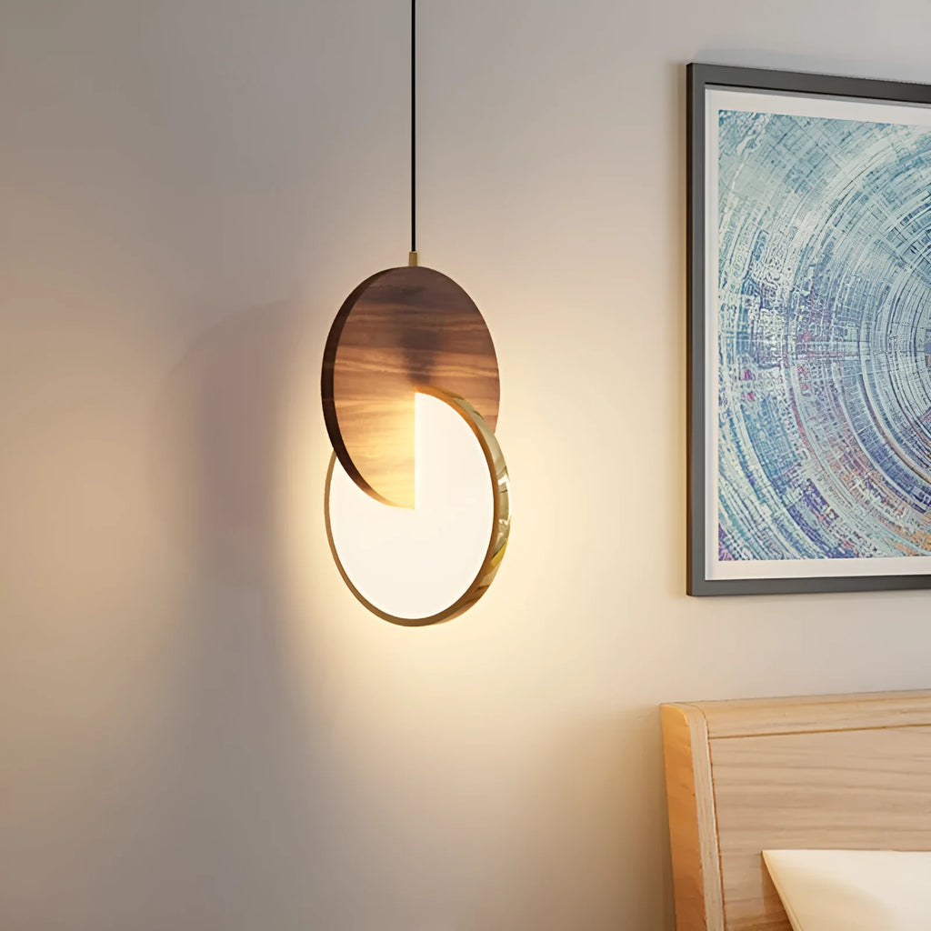 Long-line solid wood chandelier with walnut finish and carved detailing for wall mounting in bedrooms or studies