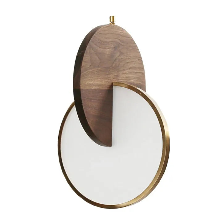 Long-line solid wood chandelier with walnut finish and carved detailing for wall mounting in bedrooms or studies