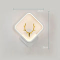 Nordic deer antler wall lamp with remote control showing three style options with dimensions