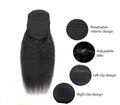 Kinky straight human hair ponytail clip in extension 8 to 28 inch real hair hand woven for ladies
