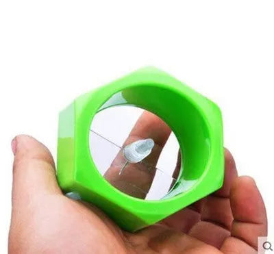 Yellow spiral vegetable cutter kitchen tool with 8cm diameter for slicing cucumbers