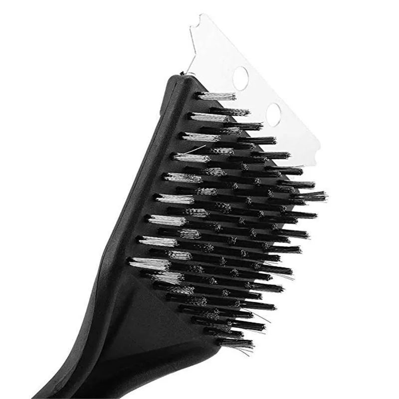 Barbecue cleaning brush with steel wire bristles and shovel end for BBG grill