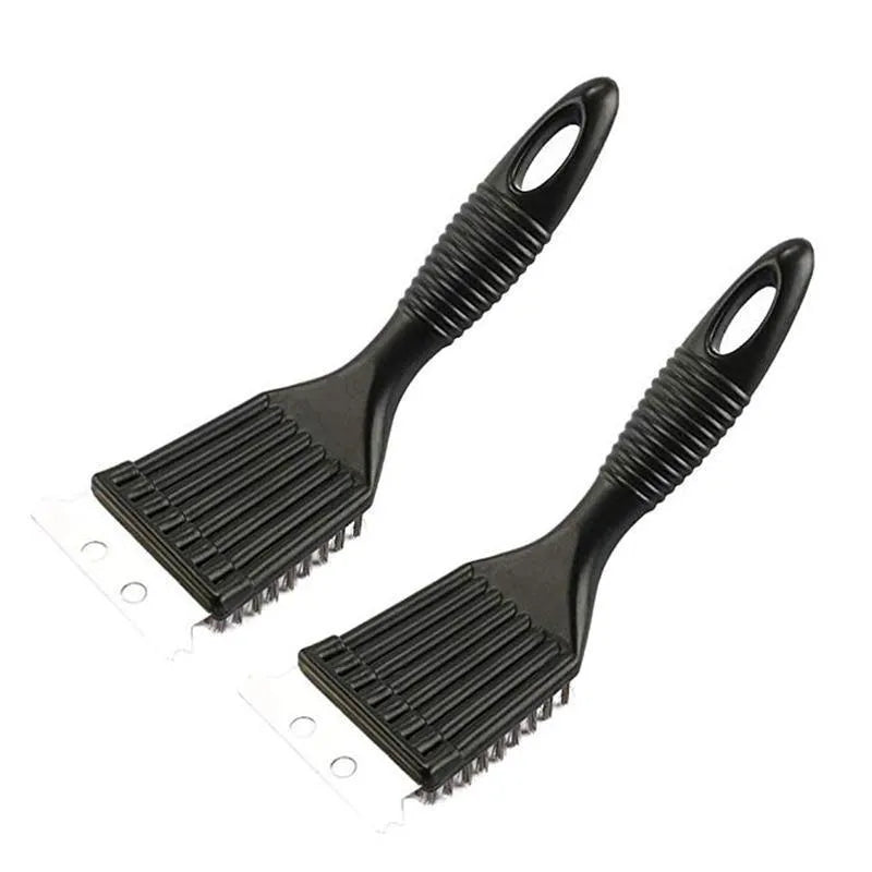 Barbecue cleaning brush with steel wire bristles and shovel end for BBG grill