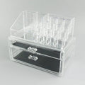 Clear acrylic foldable makeup storage organiser box with 18-litre capacity.