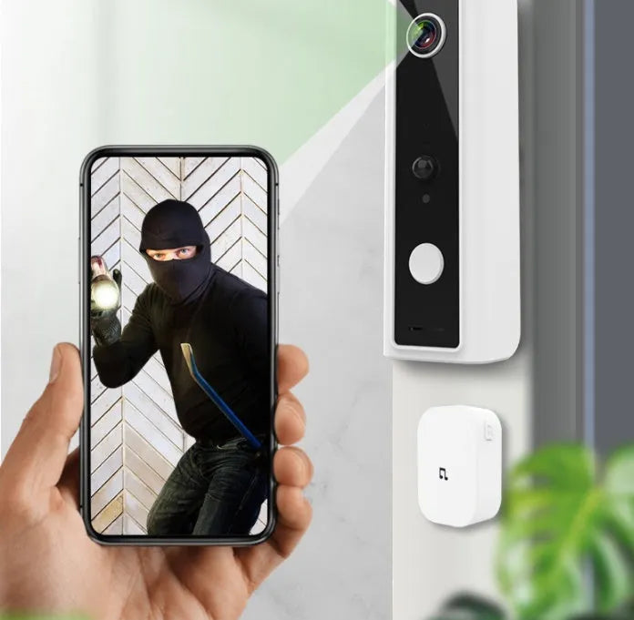 Smart WiFi video doorbell camera with 18650 battery, 160° sensing angle and 0-15m sensing distance, black