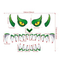 Oversized green monster Halloween door sticker with three-dimensional plastic PVC design for wall decoration