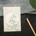Leaf-shaped sticky notes in eight botanical designs including water lily, ginkgo and maple leaf