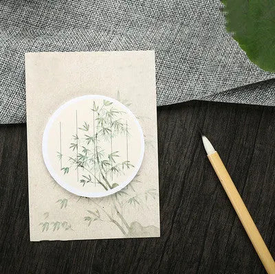 Leaf-shaped sticky notes in eight botanical designs including water lily, ginkgo and maple leaf