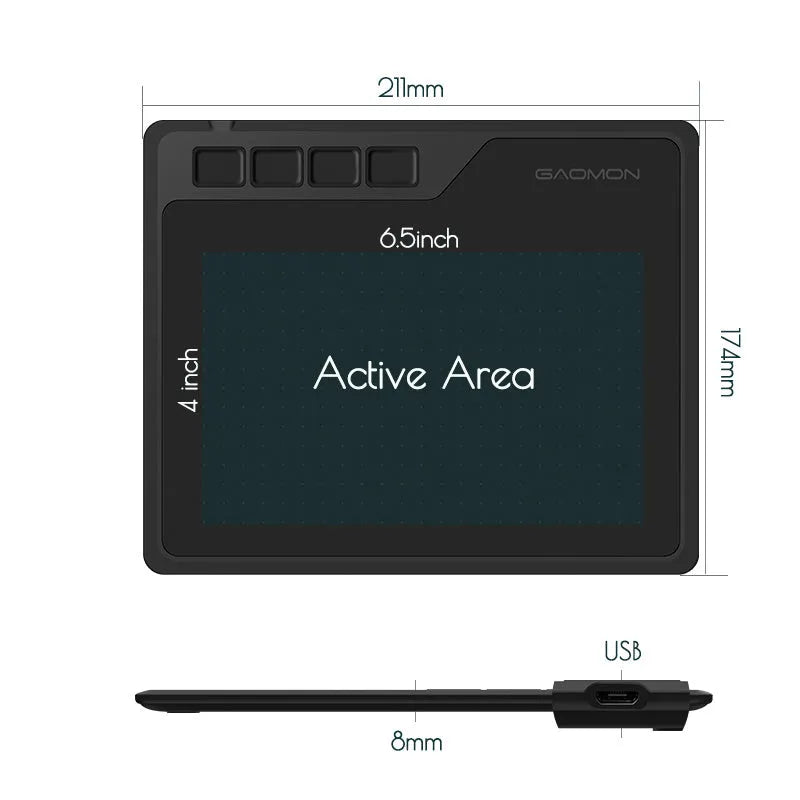 GAOMON S620 drawing tablet digital board with USB connection in standard colour