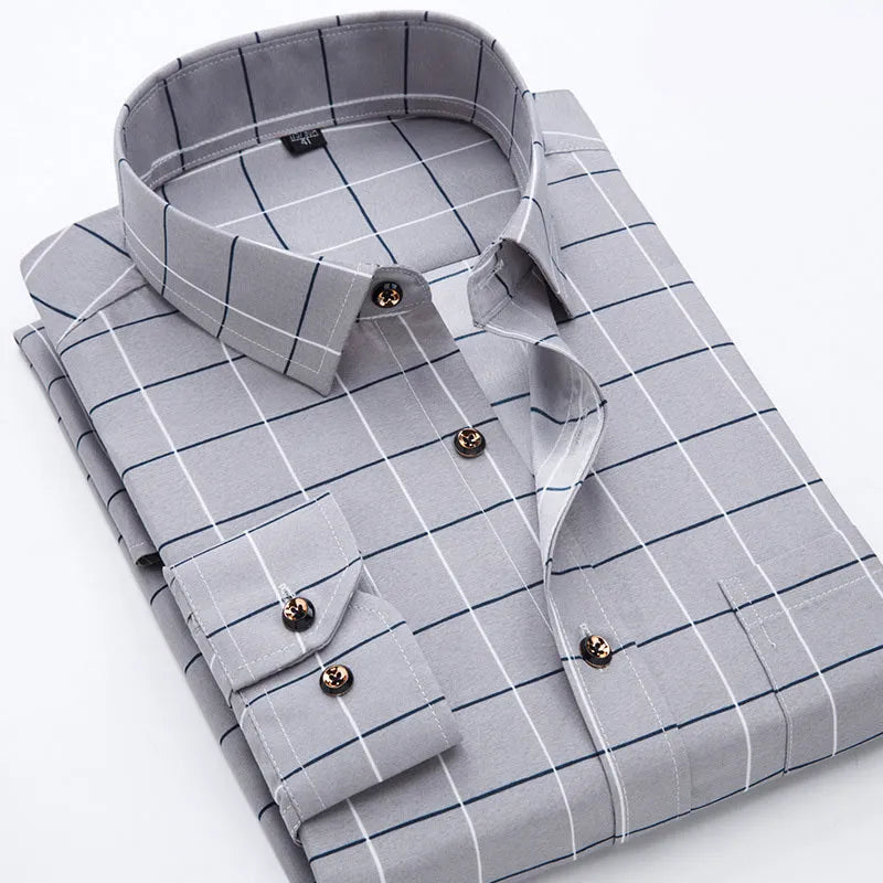 Men's long sleeve floral shirt with square collar and slim fit, sizes 38-44