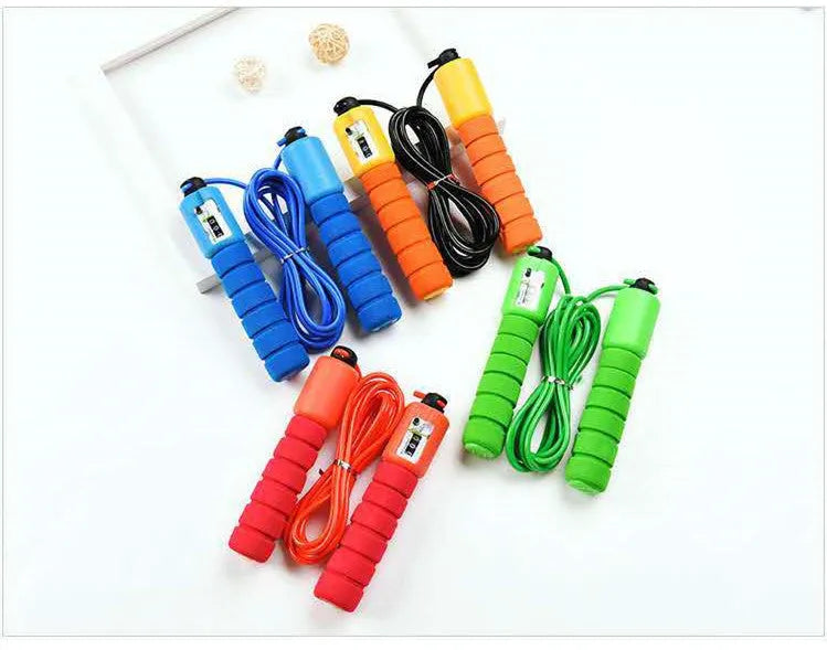 Adult sports skipping rope with digital counter and sponge handles in multi-colour options