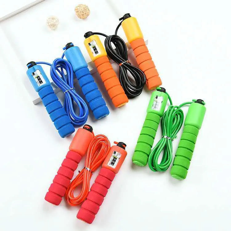Adult sports skipping rope with digital counter and sponge handles in multi-colour options