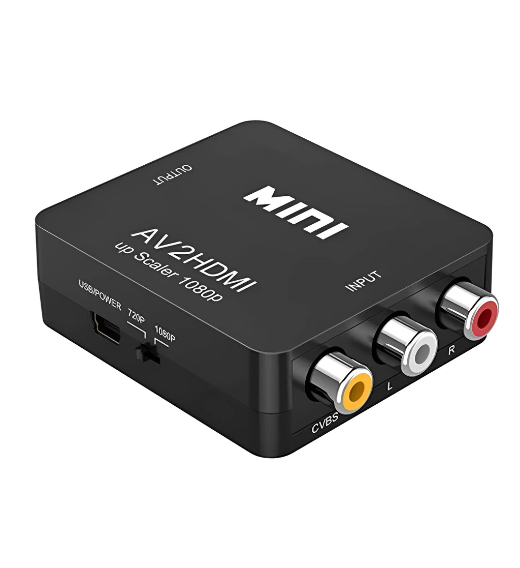 AV to HDMI converter with 0.5 metre cable in black and white colour options