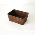 Natural straw desk storage box with woven construction in multiple sizes