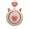 Mini bladeless neckband personal cooling fan with hanging rope worn around neck.
