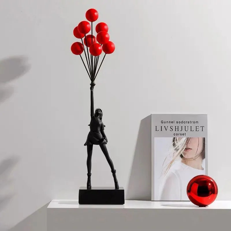 Bubble Girl character sculpture made from natural resin in a simple modern style, shown in a white colour option