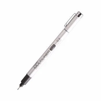 Copic Multiliner SP needle pen with aluminium body and waterproof ink, shown in black and colour options