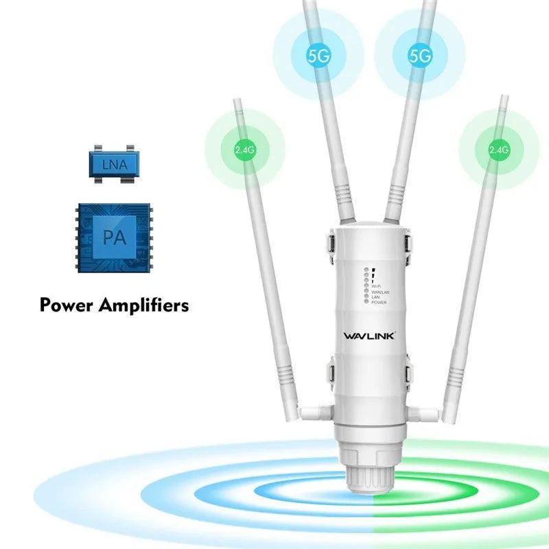 AC600 dual-band outdoor wireless access point rangefinder with detachable antenna and 600 metre coverage range