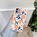 Yellow flower TPU anti-drop phone case for iPhone with electroplated lens surround