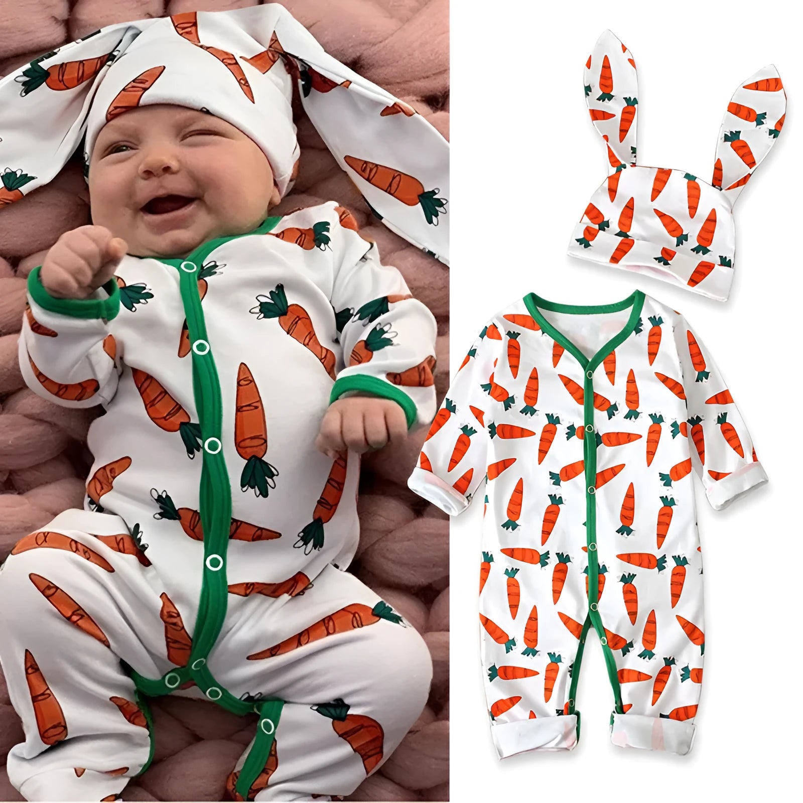 Red cotton baby romper jumpsuit for infants and toddlers on a white background