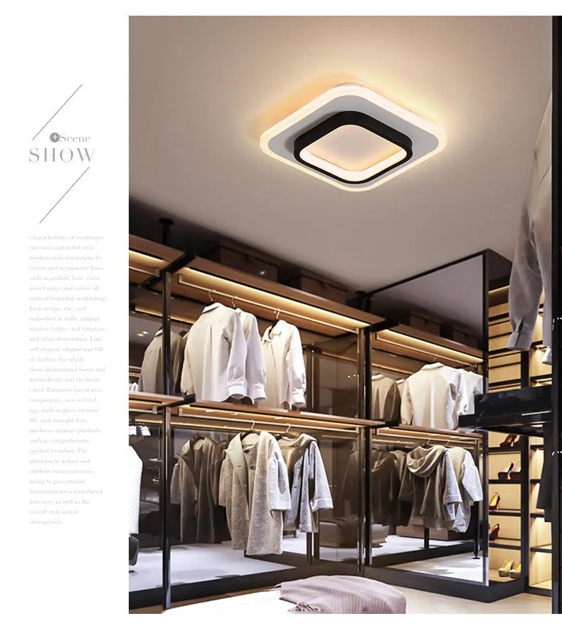 Black circular LED corridor light with aluminium and acrylic construction, 21cm diameter, for balcony or porch use