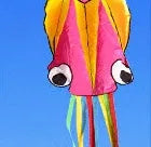 Large 4-metre octopus soft kite in red with 30-metre line and control handle on beach