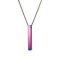 Silver minimalist geometric square pendant necklace on 55cm round bead chain in 316L titanium steel