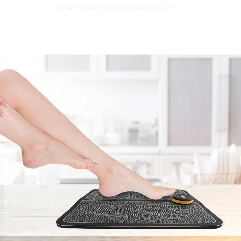 EMS foot massage pad with heat conduction, silver ion circuit printing and rechargeable battery for foot reflexology