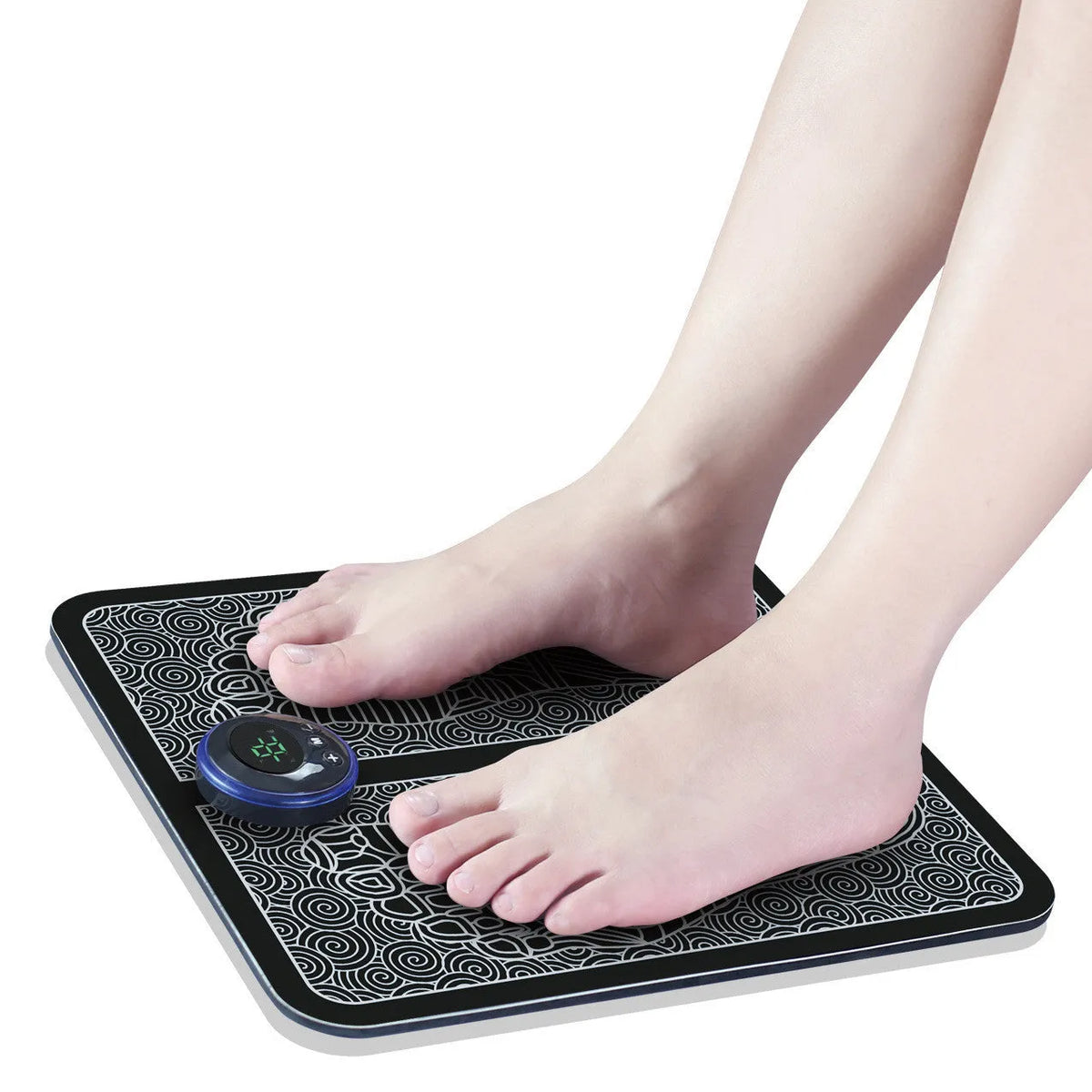 EMS foot massage pad with heat conduction, silver ion circuit printing and rechargeable battery for foot reflexology