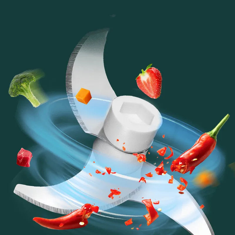 Portable USB electric mini food chopper with transparent cup and stainless steel blade for garlic and vegetables