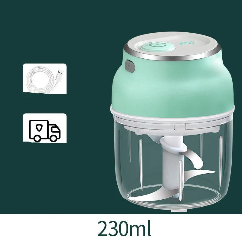 Portable USB electric mini food chopper with transparent cup and stainless steel blade for garlic and vegetables