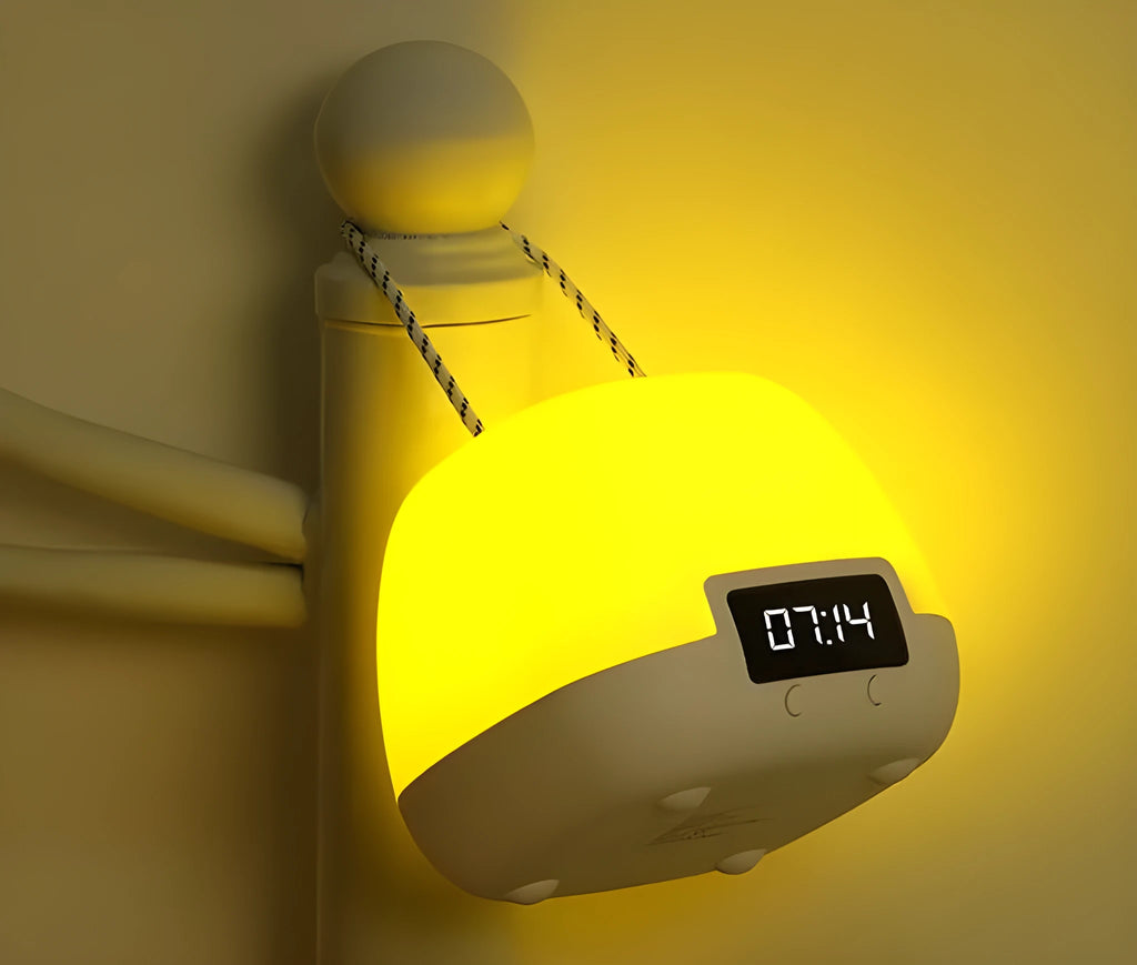White rechargeable LED night light with remote control and projection for bedroom and baby care