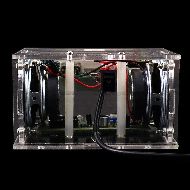 Bluetooth speaker DIY kit with electronic components and transparent acrylic housing shell