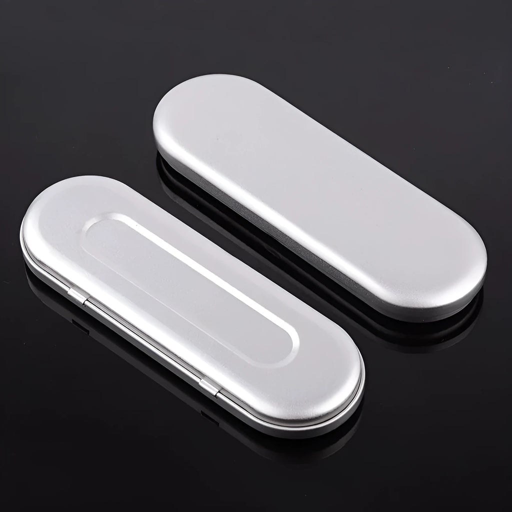 Rectangular tinplate cosmetic box with frosted finish for pen and pencil storage