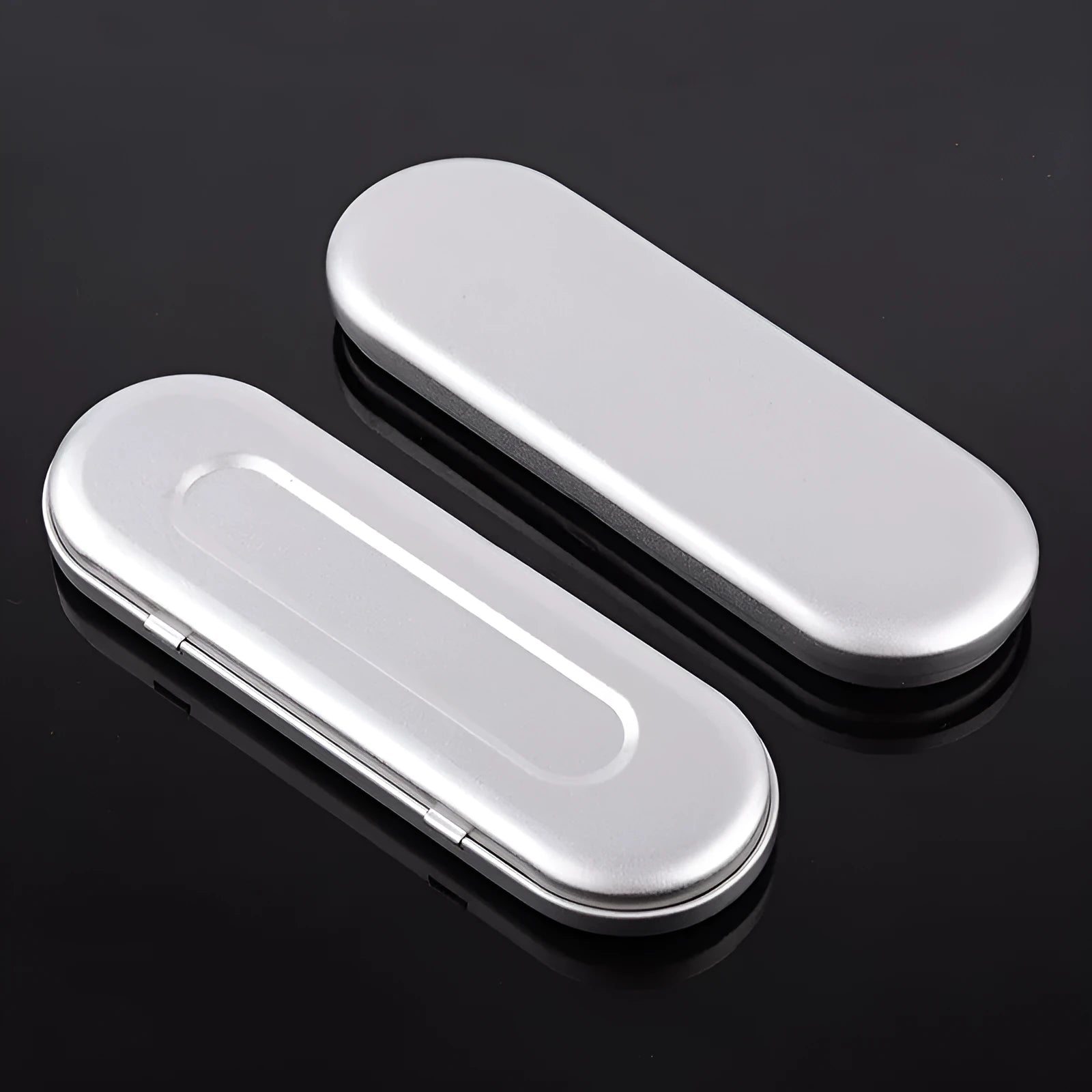 Rectangular tinplate cosmetic box with frosted finish for pen and pencil storage