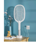 Rechargeable electric mosquito swatter with metal mesh grid and USB charging cable