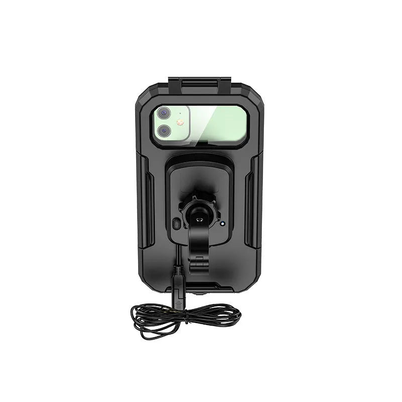 Outdoor riding rainproof charging mobile phone case holder with cable fast charging for cycling handlebar mount