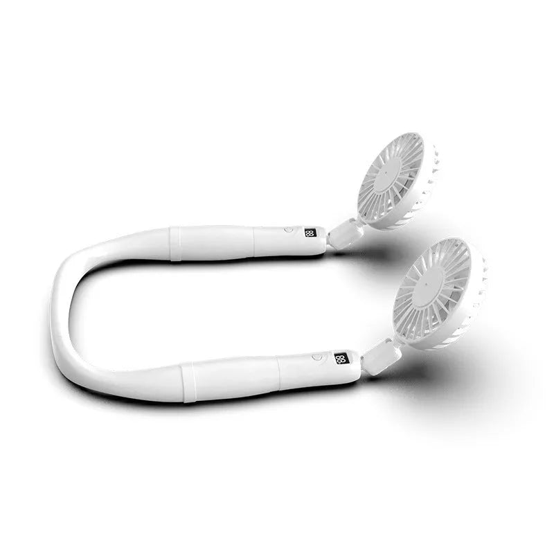 Rechargeable 3-in-1 mini fan in white with ABS and silicone build, 330mm length, 4000mAh battery